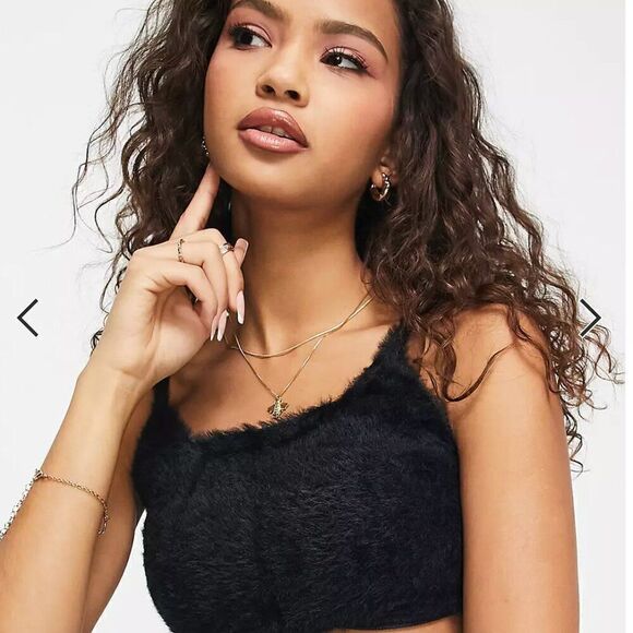 Charlie Holiday Lenny knitted cardigan and crop top set in black New With Tags - Picture 3 of 13